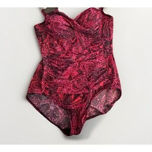Miraclesuit Paisley One Piece Swimsuit Womens 18 Ruched Tummy Control Slimming